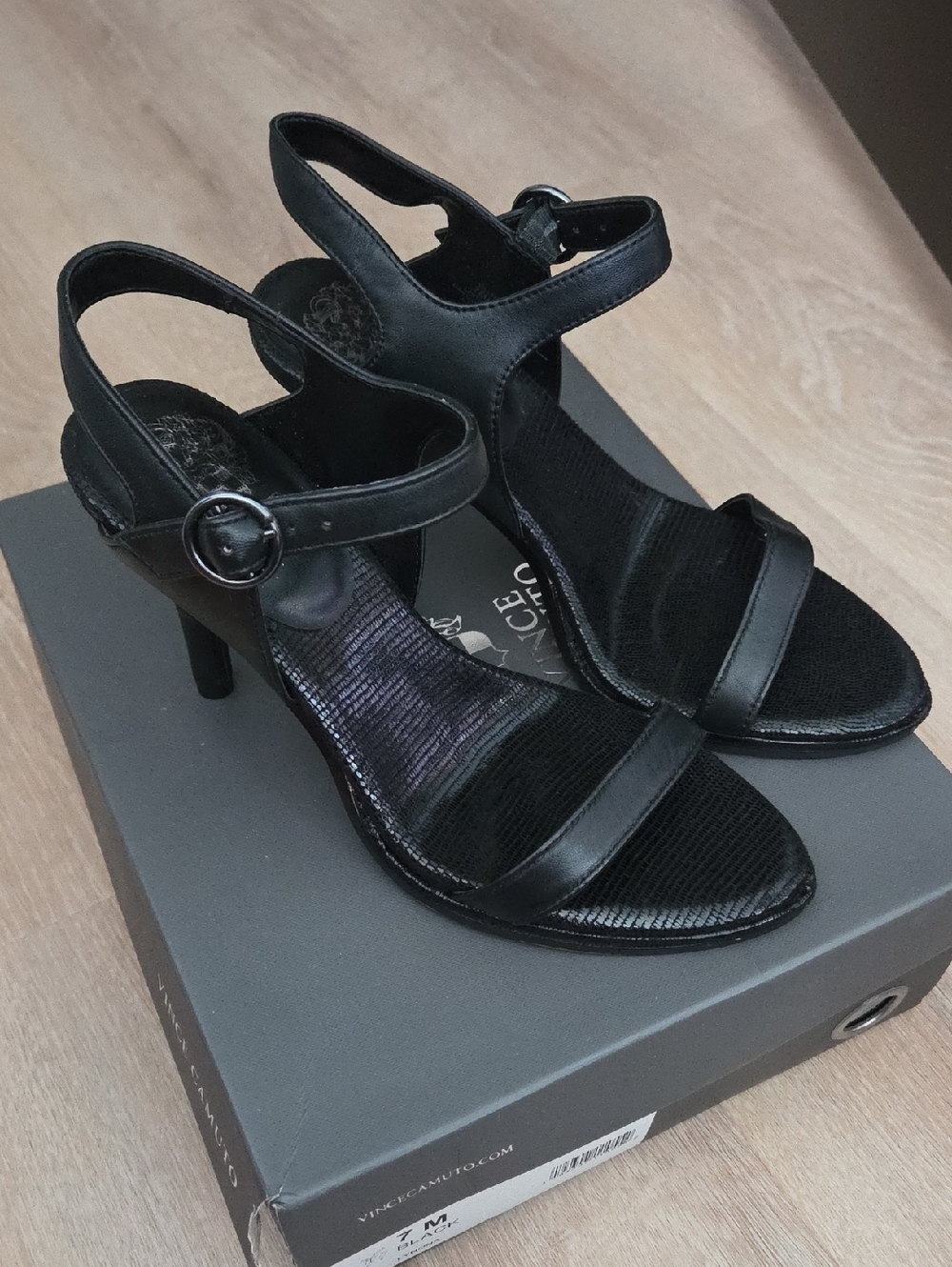 Vince Camuto Black Ankle-Strap Dress Heels
